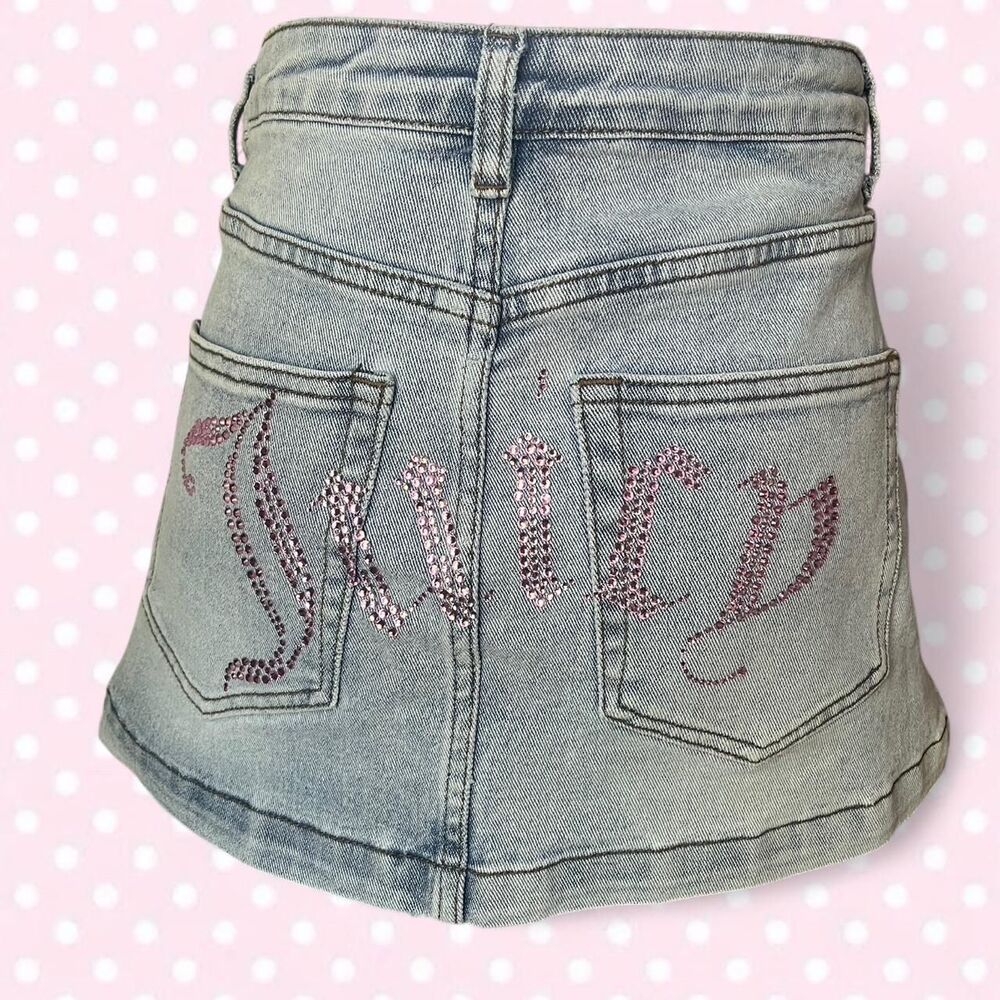 Juicy Couture Women's Bling Denim Mini Skirt